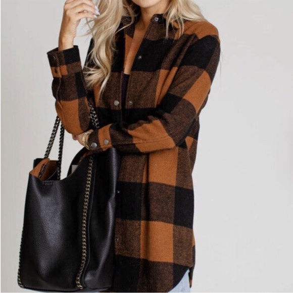 RD STYLE conscious Eldridge Plaid Check Shirt Jacket Shacket Size XS oversized - Picture 3 of 13